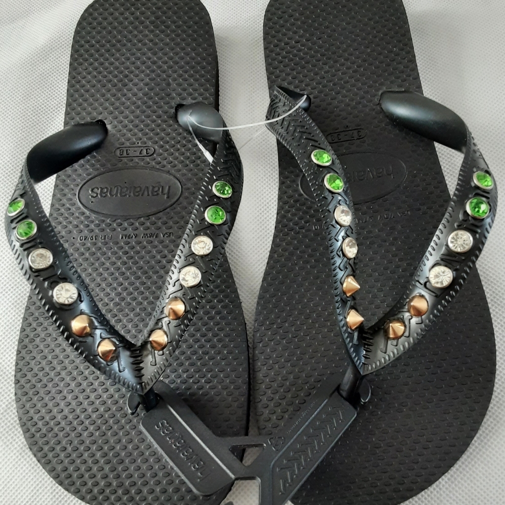 Havaianas Top Black Studded "Irish Flag" - 2 Sizes - Picture 2 of 6